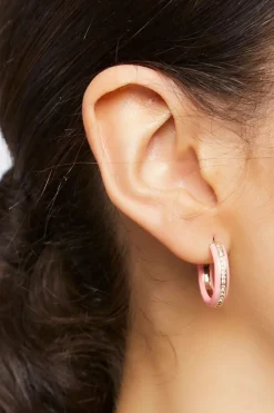 Rhinestone-Trim Hoop Earrings