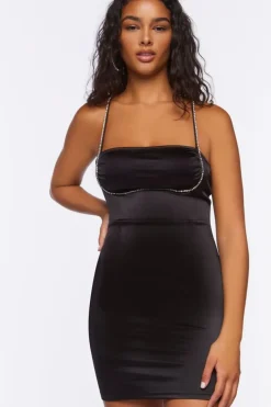 Rhinestone-Trim Mini Slip Dress