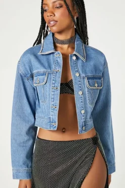 Rhinestone-Trim Trucker Jacket