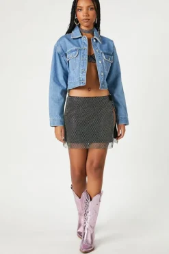 Rhinestone-Trim Trucker Jacket
