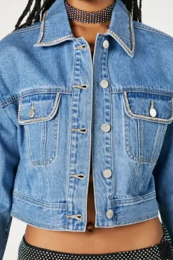 Rhinestone-Trim Trucker Jacket