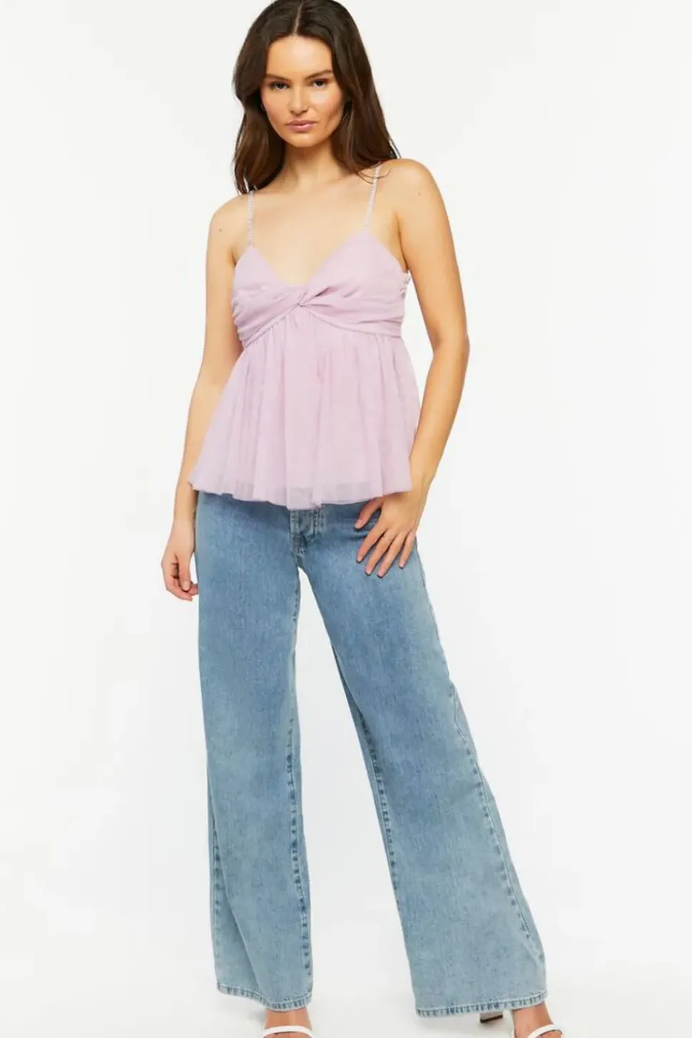 Rhinestone Twisted Babydoll Cami