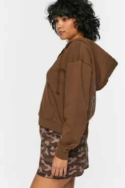 Rhinestone Wings Graphic Zip-Up Hoodie
