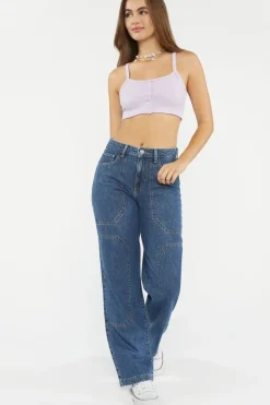 Ribbed Buttoned Cropped Tank Top