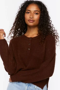 Ribbed Button-Front Sweater