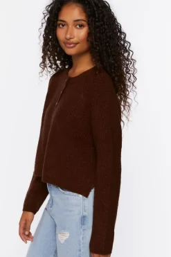 Ribbed Button-Front Sweater
