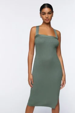Ribbed Crisscross Midi Dress
