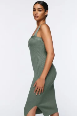 Ribbed Crisscross Midi Dress