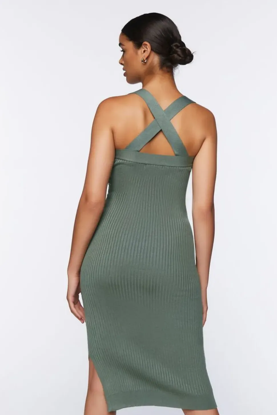 Ribbed Crisscross Midi Dress
