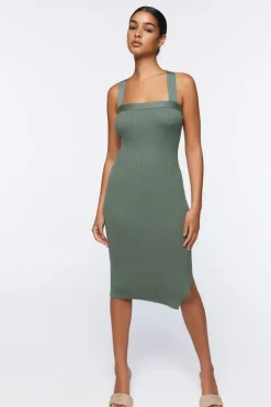 Ribbed Crisscross Midi Dress