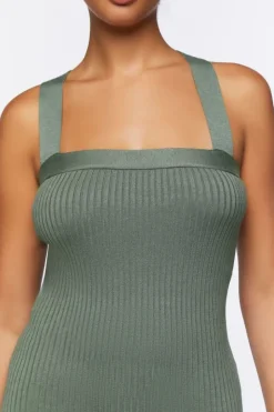Ribbed Crisscross Midi Dress