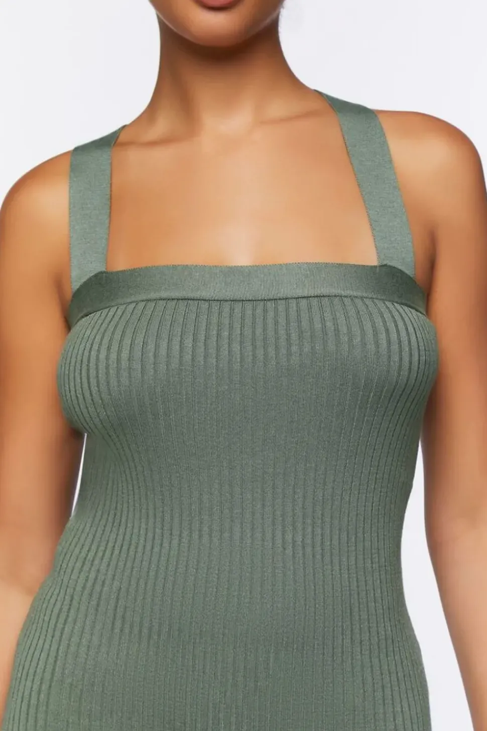 Ribbed Crisscross Midi Dress