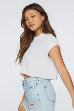 Ribbed Cropped Henley Tee