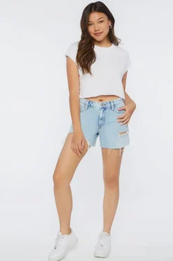 Ribbed Cropped Henley Tee