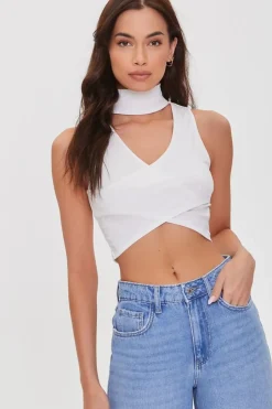 Ribbed Crossover Cutout Crop Top