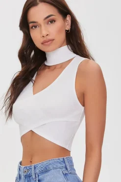 Ribbed Crossover Cutout Crop Top
