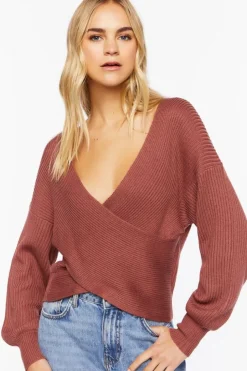 Ribbed Crossover Sweater