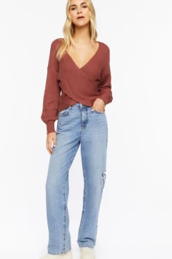 Ribbed Crossover Sweater