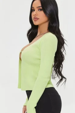 Ribbed Curb Chain Sweater