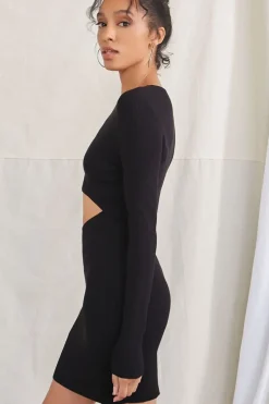Ribbed Cutout Mini Dress