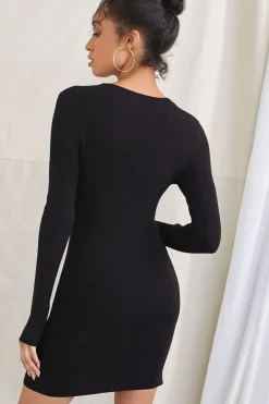 Ribbed Cutout Mini Dress