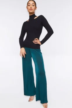 Ribbed Cutout Sweater-Knit Top