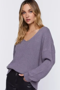 Ribbed Drop-Sleeve Sweater