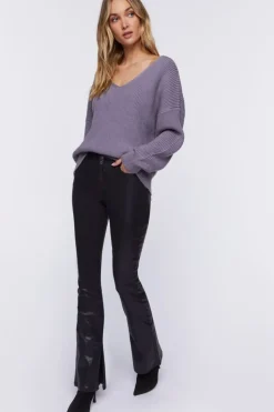Ribbed Drop-Sleeve Sweater