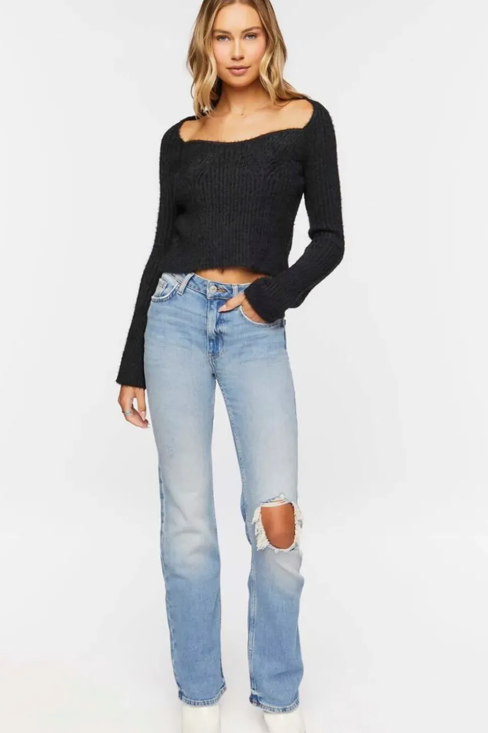 Ribbed Fuzzy Knit Sweater