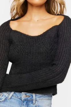 Ribbed Fuzzy Knit Sweater