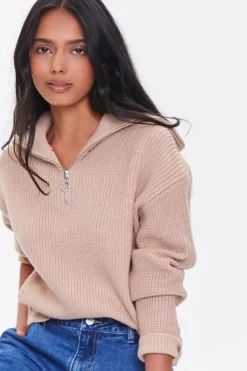 Ribbed Half-Zip Sweater
