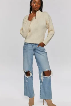 Ribbed Half-Zip Sweater
