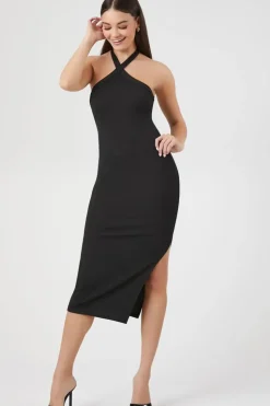 Ribbed Halter Bodycon Dress