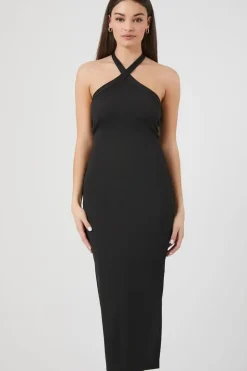 Ribbed Halter Bodycon Dress