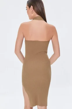Ribbed Halter Sweater Dress