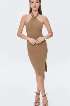 Ribbed Halter Sweater Dress
