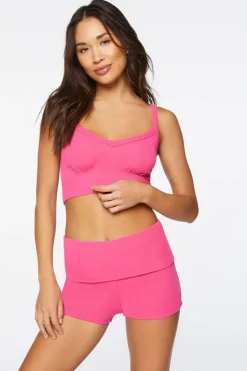 Ribbed High-Rise Lounge Shorts