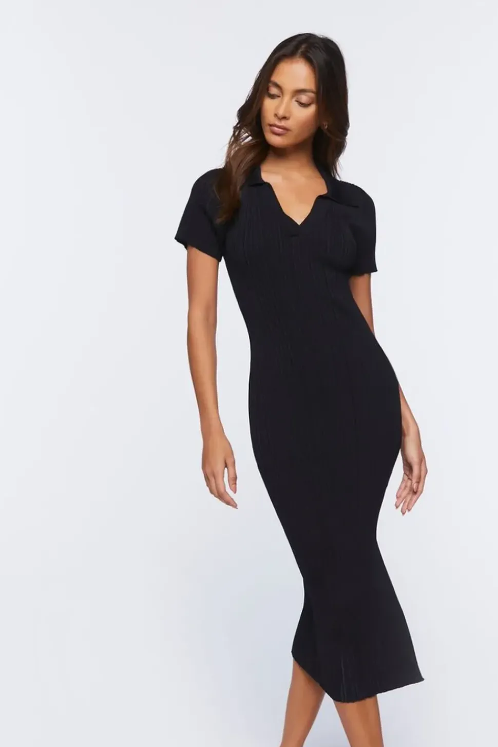 Ribbed Knit Bodycon Midi Dress
