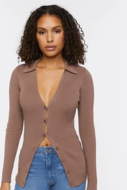 Ribbed Knit Cardigan Sweater