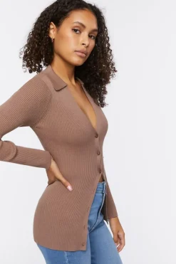 Ribbed Knit Cardigan Sweater