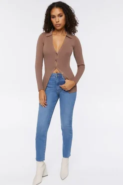 Ribbed Knit Cardigan Sweater
