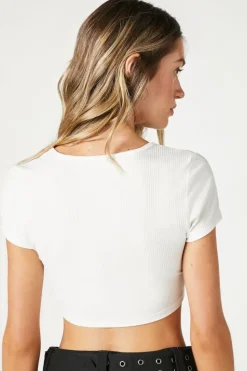 Ribbed Knit Cutout Crop Top