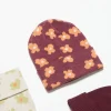 Ribbed Knit Floral Beanie