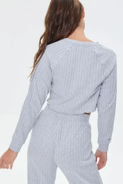 Ribbed Knit Pajama Top