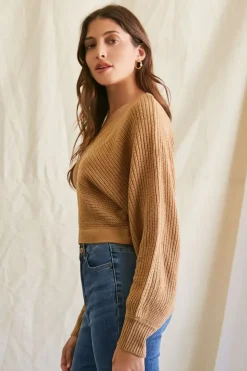 Ribbed Knit Tie-Back Sweater