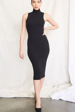 Ribbed Knit Turtleneck Dress