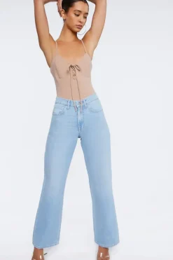 Ribbed Lace-Up Cami Bodysuit