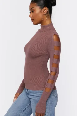 Ribbed Ladder Cutout Sweater