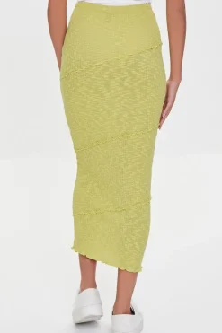 Ribbed Lettuce-Edge Pencil Skirt