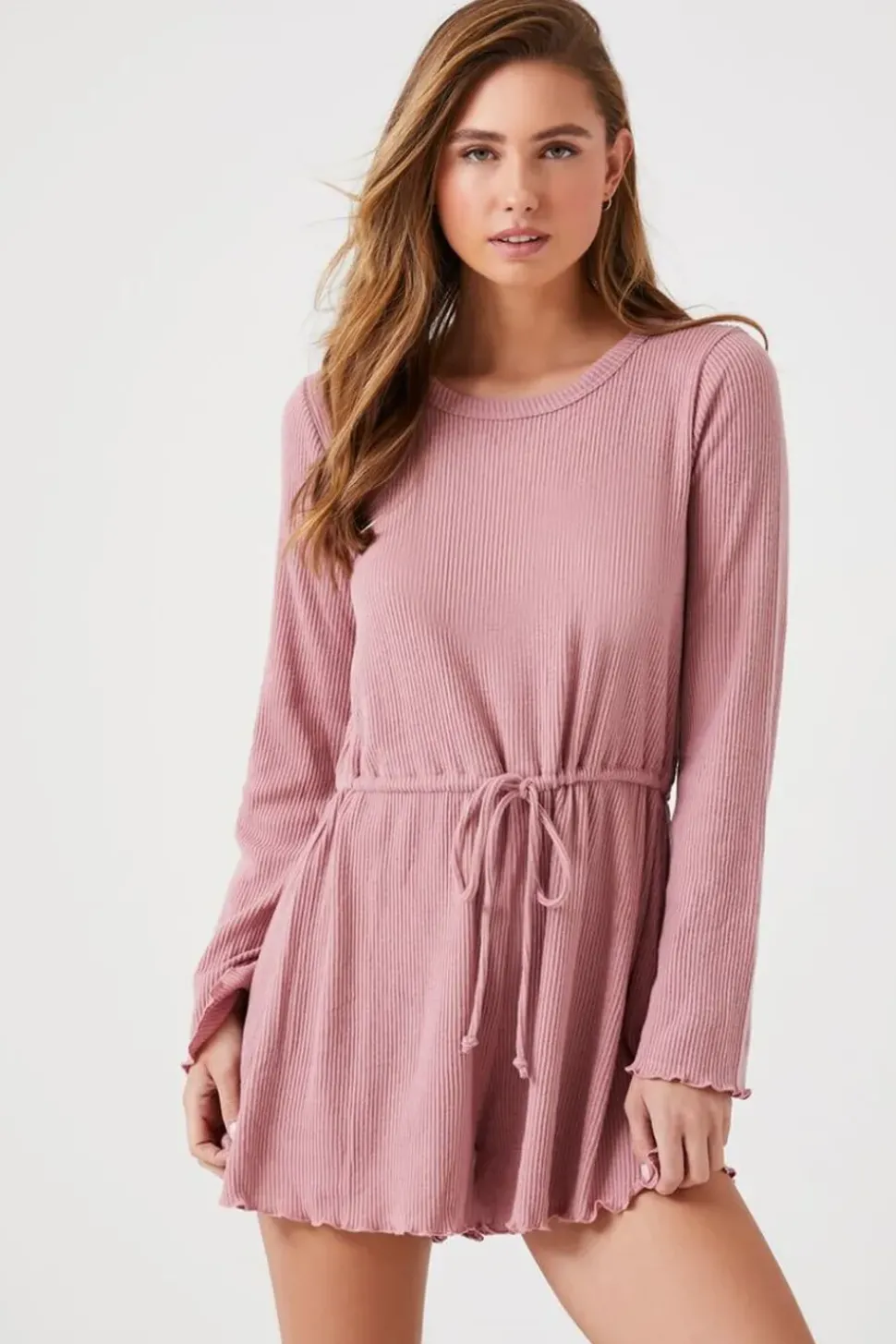 Ribbed Lettuce-Edge Romper